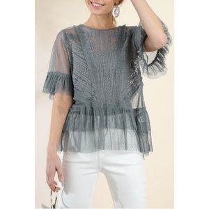 Umgee Tops - Ruffle Lace Top Umgee Tops - Ruffle Lace Top